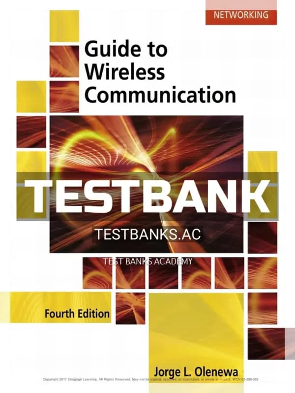 Cover for Test Bank for Guide to Wireless Communications 4th Edition by Olenewa