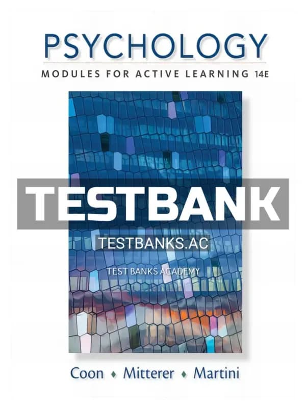 Cover for Test Bank for Psychology Modules for Active Learning 14th Edition by Coon