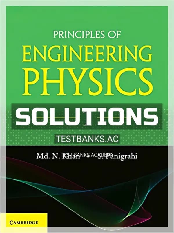 Cover for Solutions Manual for Principles of Engineering Physics 1 1st Edition by Khan