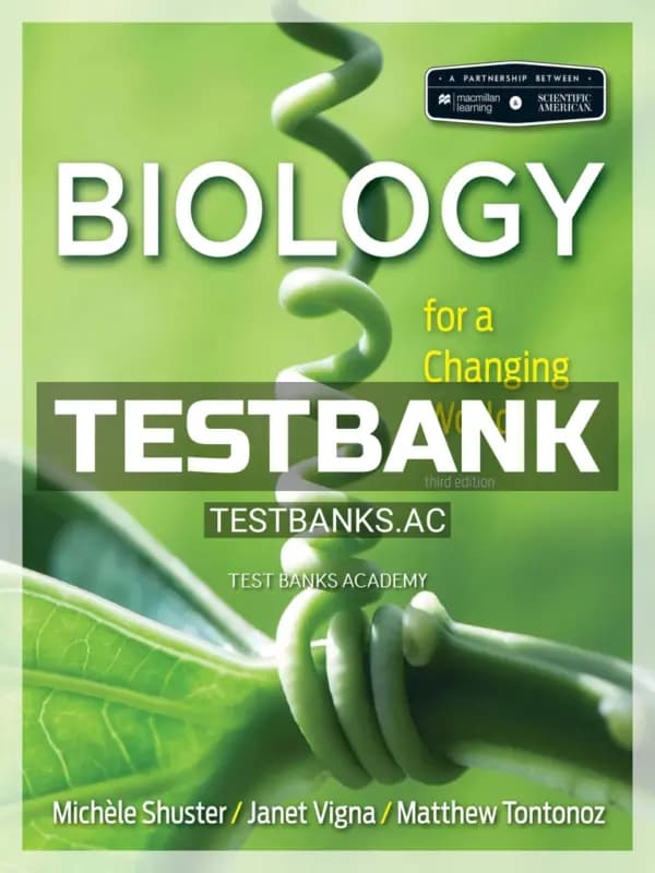 Cover for Test Bank for Scientific American Biology for a Changing World 3rd Edition by Shuster