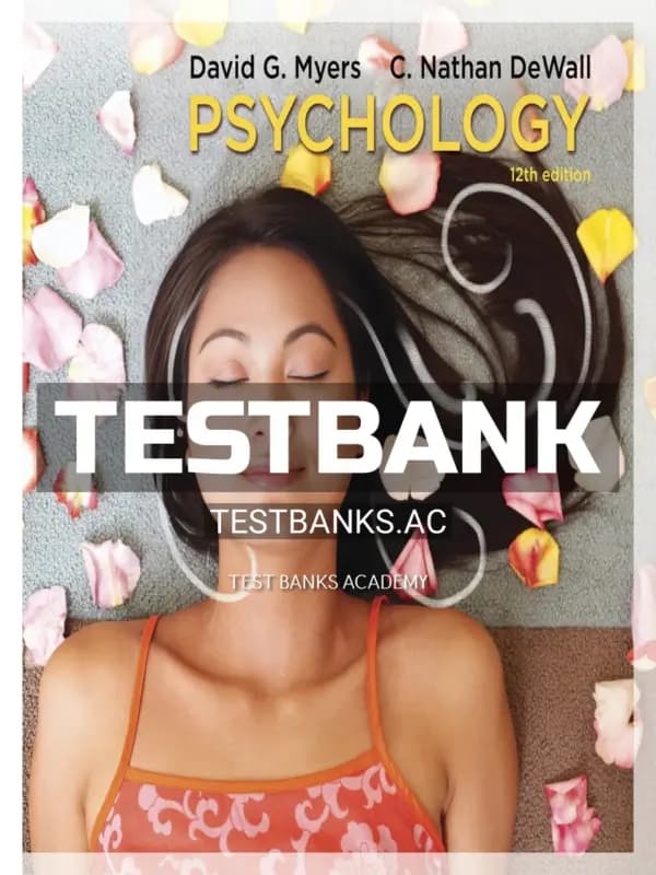 Cover for Test Bank for Psychology 12th Edition by Myers