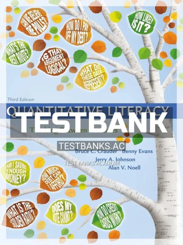 Cover for Test Bank for Quantitative Literacy 3rd Edition by Crauder