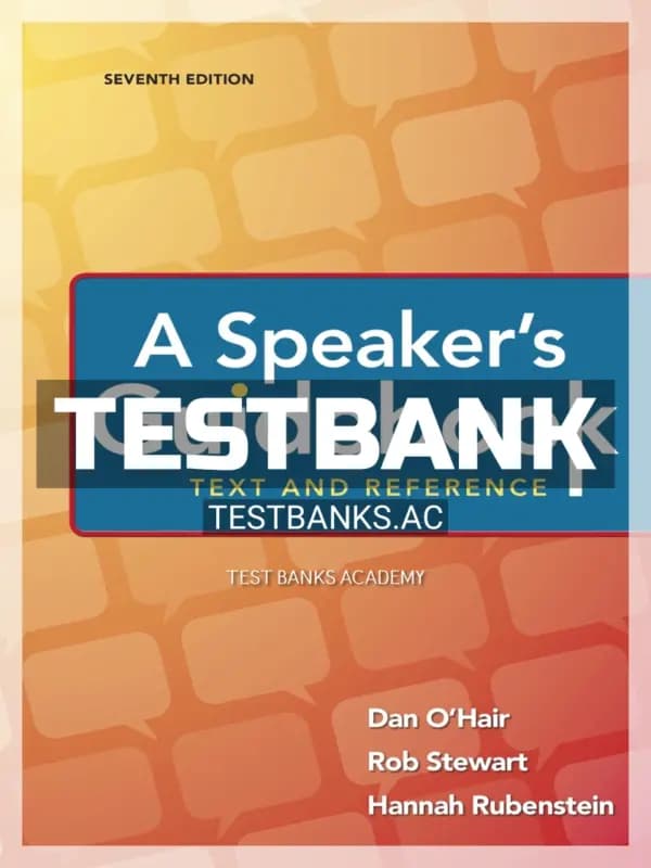 Cover for Test Bank for Speakers Guidebook Text and Reference 7th Edition by OHair