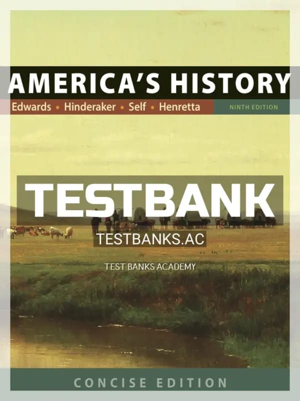 Cover for Test Bank for Americas History Concise Edition 9th Edition by Edwards