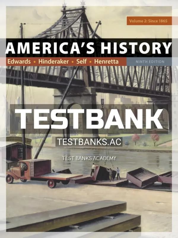 Cover for Test Bank for Americas History Volume 2 9th Edition by Edwards