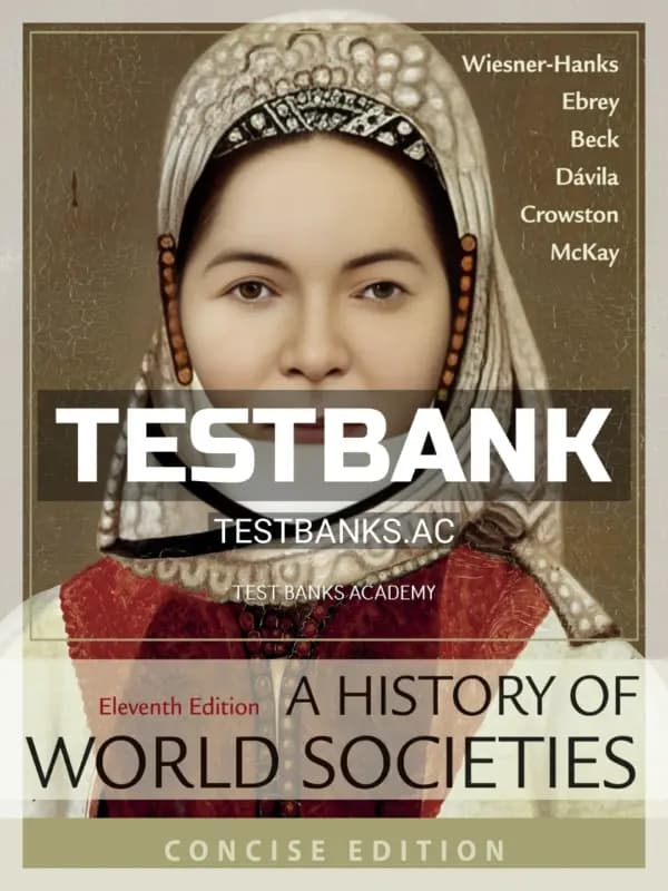 Cover for Test Bank for History of World Societies Concise 11th Edition by Wiesner Hanks