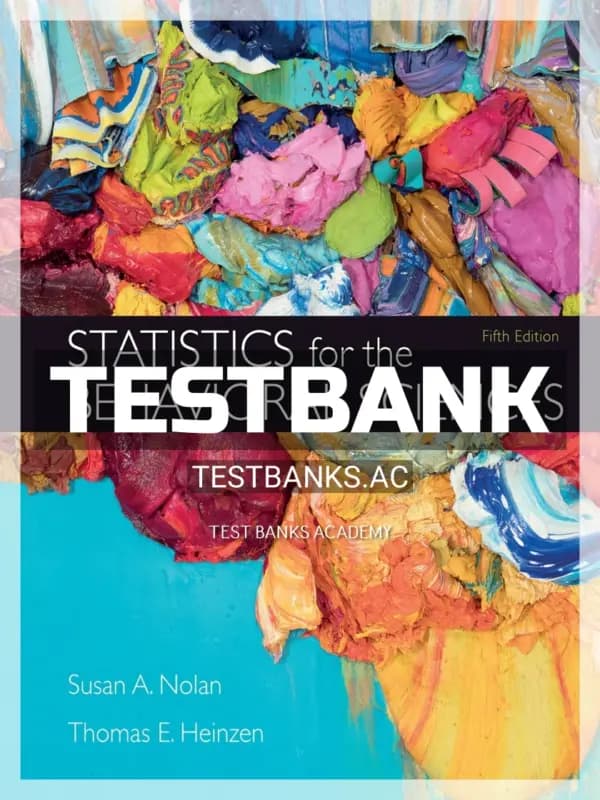 Cover for Test Bank for Statistics for the Behavioral Sciences 5th Edition by Nolan