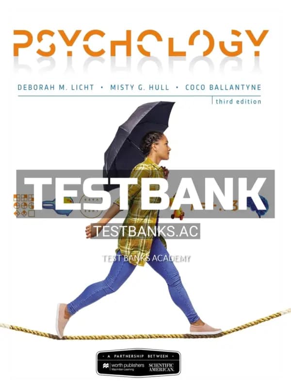Cover for Test Bank for Scientific American Psychology 3rd Edition by Licht
