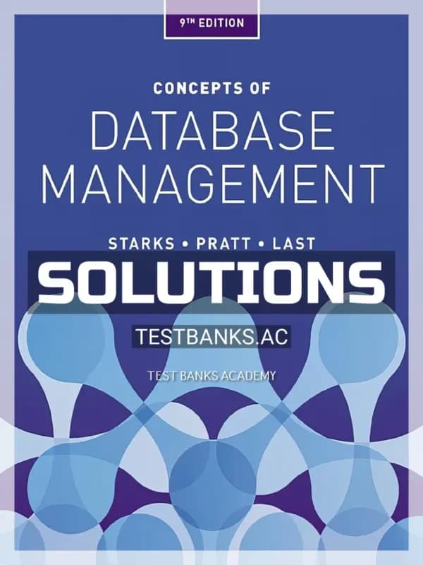 Cover for Solutions Manual for Concepts of Database Management 9th Edition by Starks