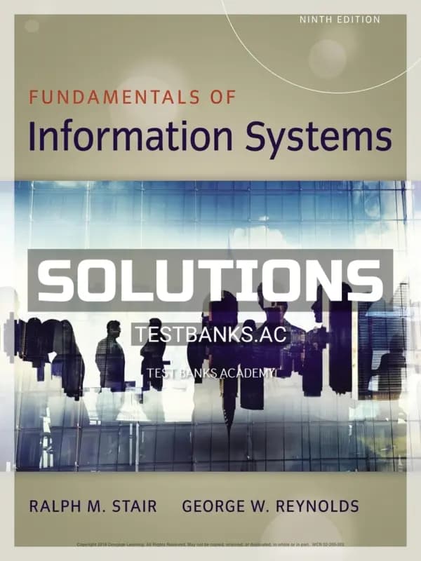 Cover for Solutions Manual for Fundamentals of Information Systems 9th Edition by Stair