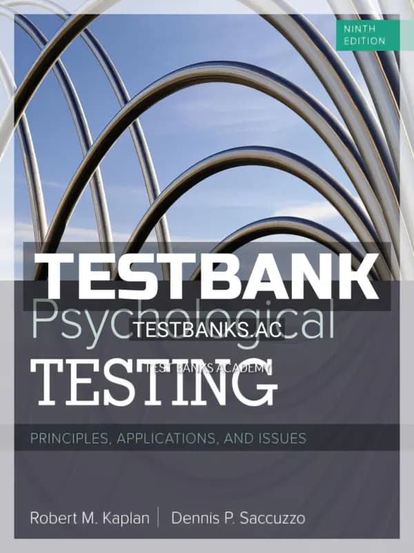 Cover for Test Bank for Psychological Testing 9th Edition by Kaplan