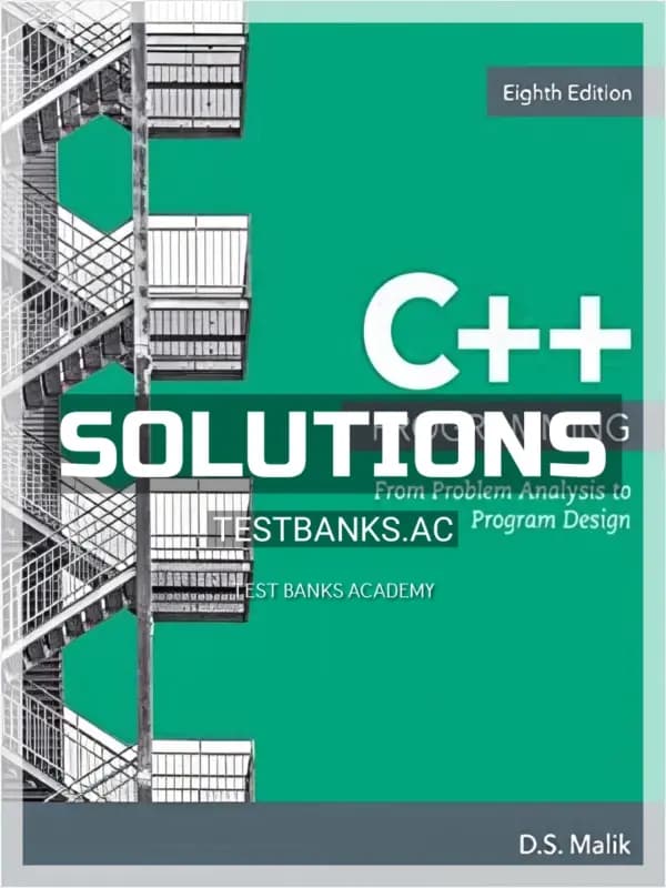 Cover for Solutions Manual for C++ Programming From Problem Analysis to Program Design 8th Edition by Malik