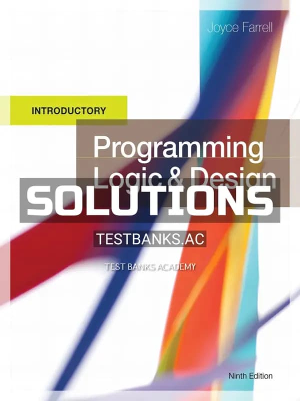 Cover for Solutions Manual for Programming Logic and Design Introductory 9th Edition by Farrell