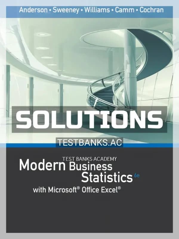 Cover for Solutions Manual for Modern Business Statistics with Microsoft Excel 6th Edition by Anderson