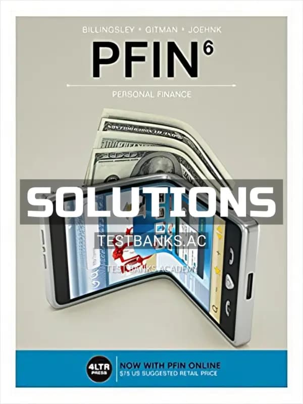 Cover for Solutions Manual for PFIN 6th Edition by Billingsley