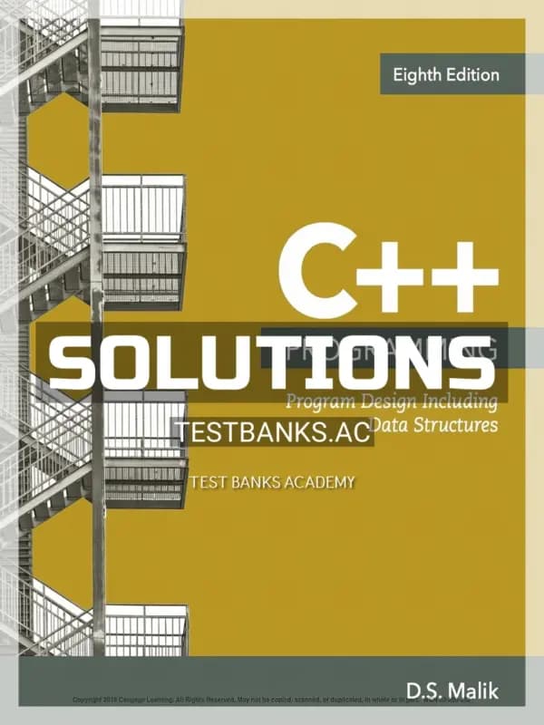 Cover for Solutions Manual for C Programming Program Design Including Data Structures 8th Edition by Malik
