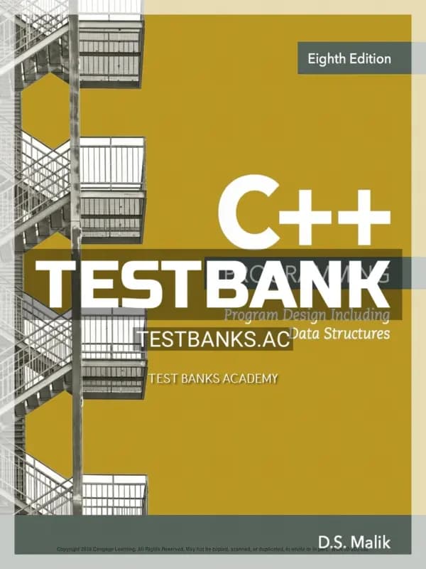 Cover for Test Bank for C Programming Program Design Including Data Structures 8th Edition by Malik