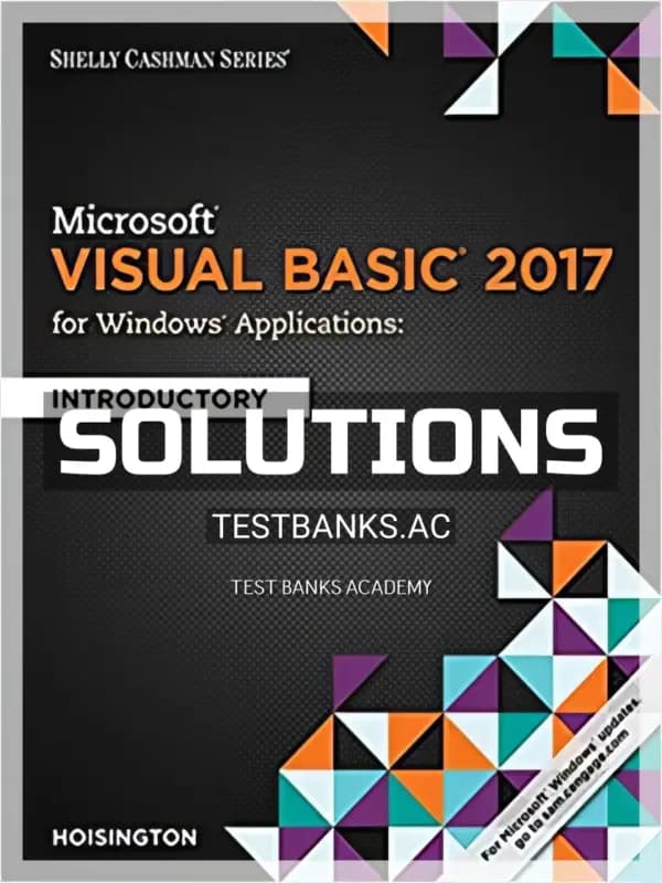 Cover for Solutions Manual for Microsoft Visual Basic 2017 for Windows Applications Introductory 1st Edition by Hoisington