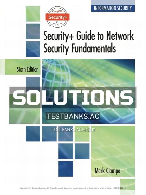 Cover for Solutions Manual for CompTIA Security Guide to Network Security Fundamentals 6th Edition by Ciampa
