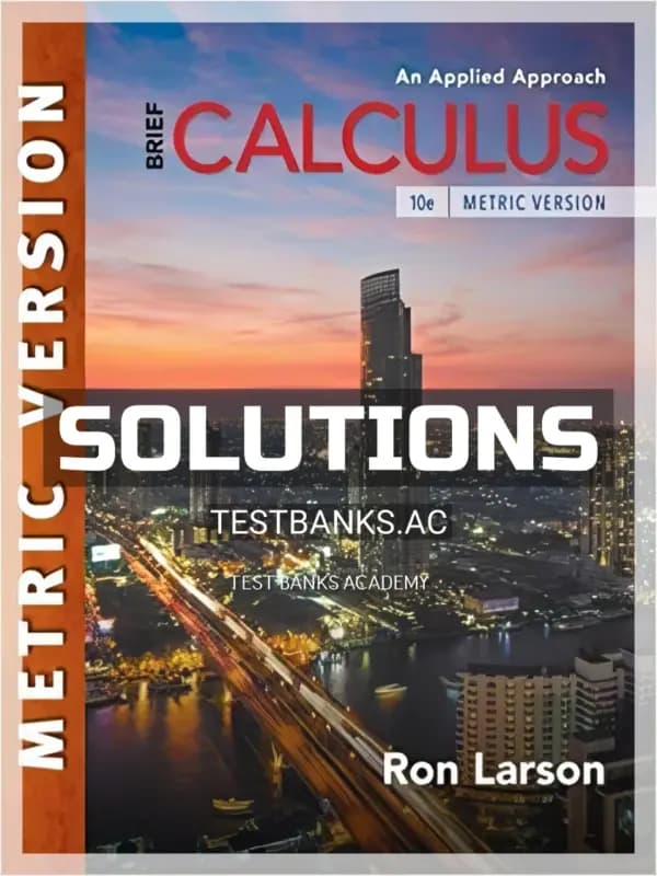 Cover for Solutions Manual for Calculus An Applied Approach Brief International Metric Edition 10th Edition by Larson