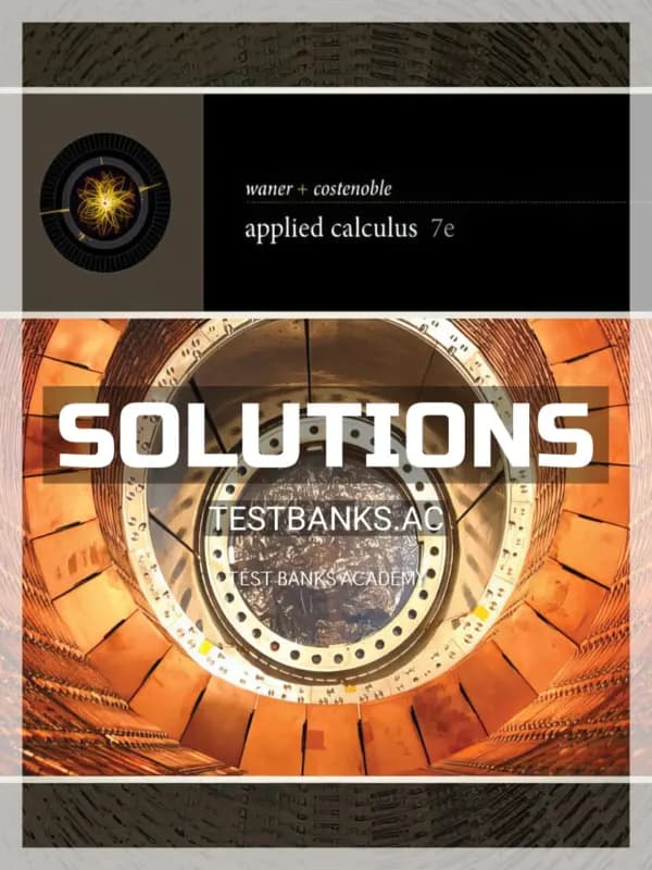 Cover for Solutions Manual for Applied Calculus 7th Edition by Waner