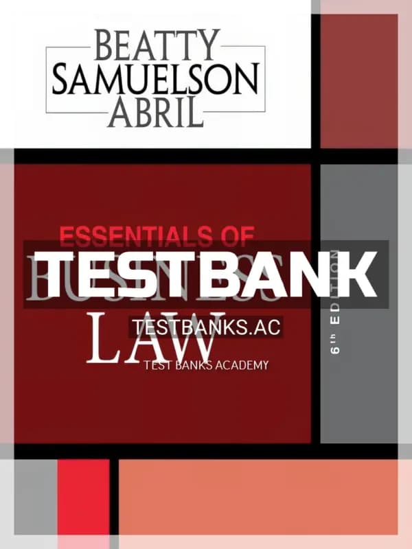 Cover for Test Bank for Essentials of Business Law 6th Edition by Beatty
