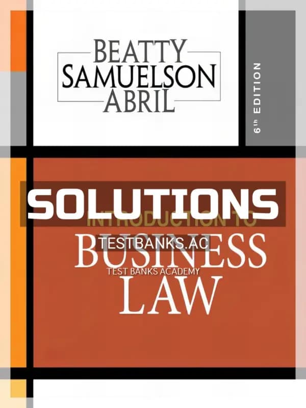 Cover for Solutions Manual for Introduction to Business Law 6th Edition by Beatty