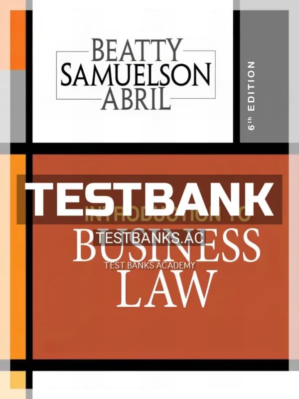 Cover for Test Bank for Introduction to Business Law 6th Edition by Beatty