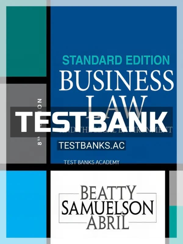 Cover for Test Bank for Business Law and the Legal Environment 8th Edition by Beatty