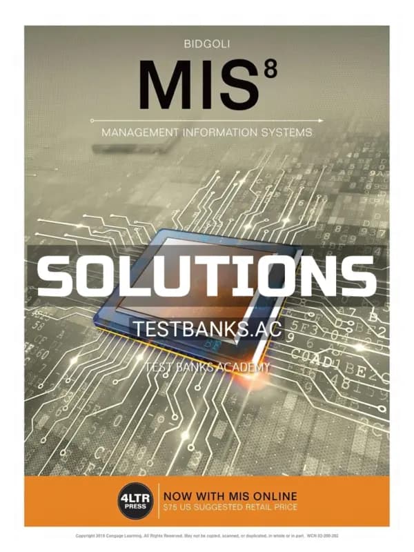 Cover for Solutions Manual for MIS 8th Edition by Bidgoli
