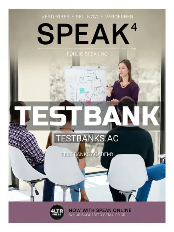Cover for Test Bank for SPEAK 4th Edition by Verderber