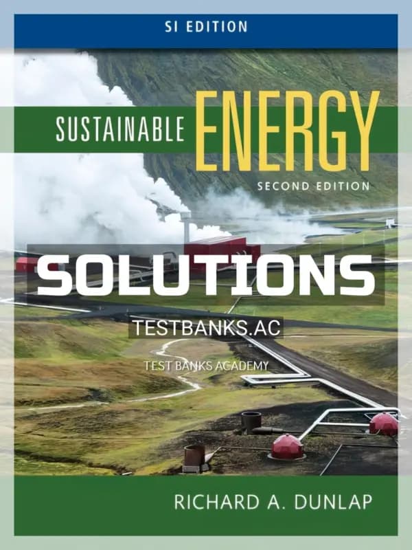 Cover for Solutions Manual for Sustainable Energy SI 2nd Edition by Dunlap