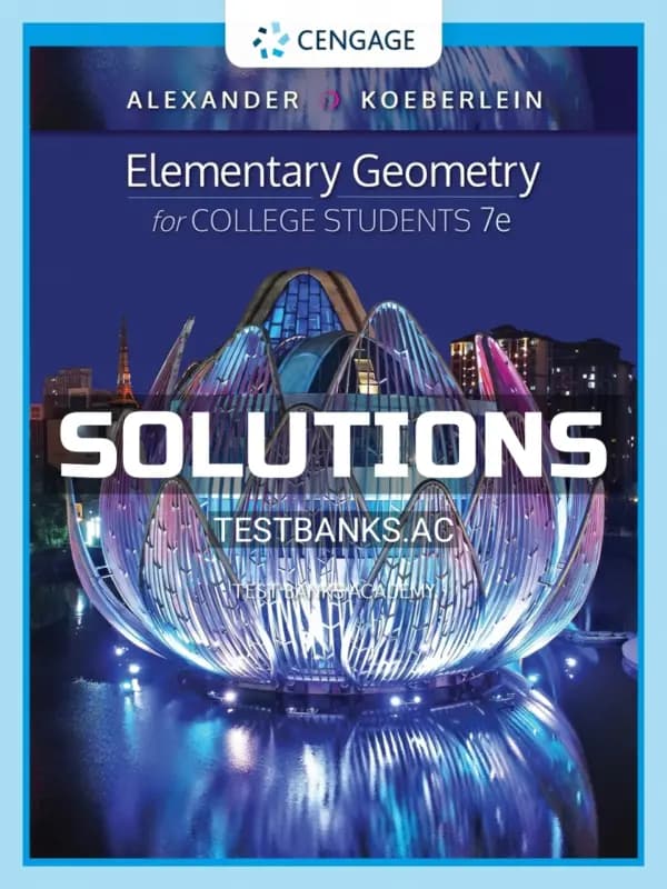 Cover for Solutions Manual for Elementary Geometry for College Students 7th Edition by Alexander