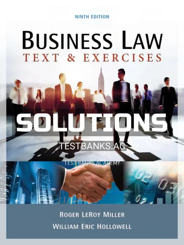 Cover for Solutions Manual for Business Law Text and Exercises 9th Edition by Miller