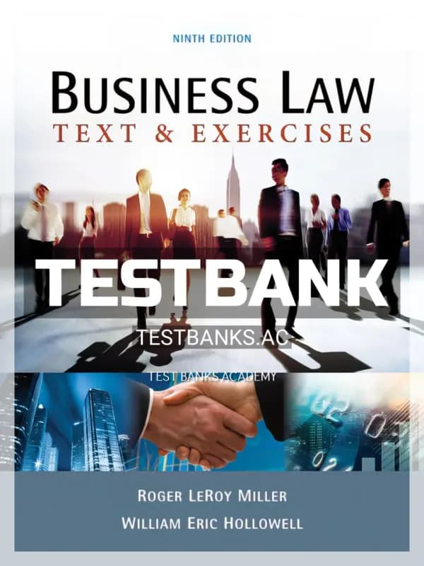 Cover for Test Bank for Business Law Text and Exercises 9th Edition by Miller
