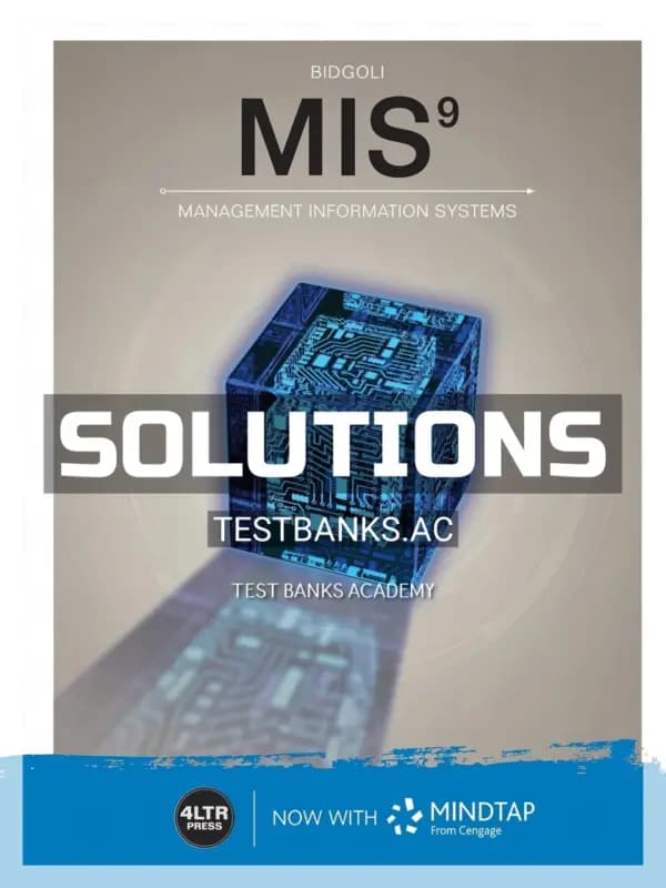 Cover for Solutions Manual for MIS 9th Edition by Bidgoli