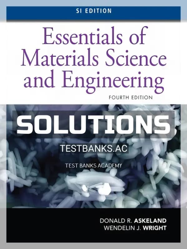 Cover for Solutions Manual for Essentials of Materials Science and Engineering SI 4th Edition by Askeland