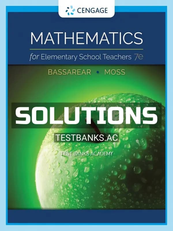 Cover for Solutions Manual for Mathematics for Elementary School Teachers 7th Edition by Bassarear