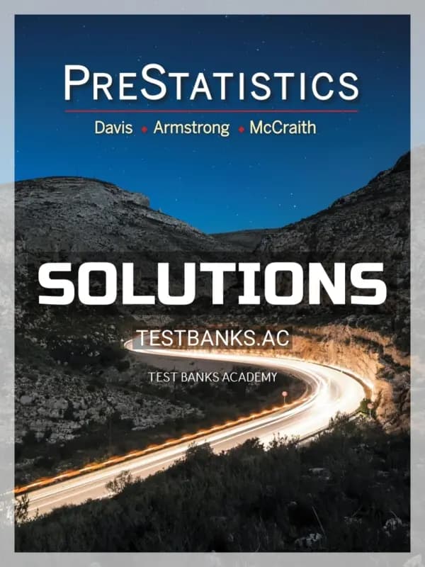 Cover for Solutions Manual for PreStatistics 1st Edition by Davis
