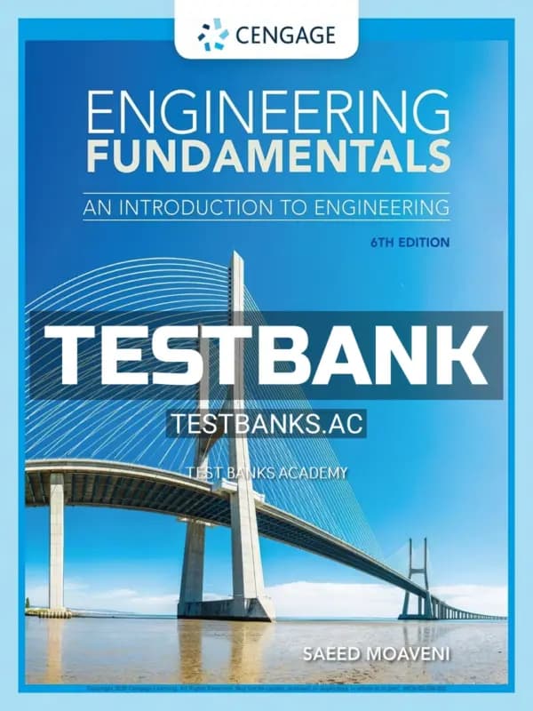 Cover for Test Bank for Engineering Fundamentals An Introduction to Engineering 6th Edition by Moaveni