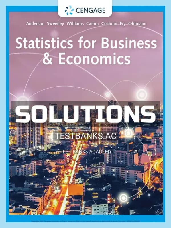 Cover for Solutions Manual for Statistics for Business & Economics 14th Edition by Anderson