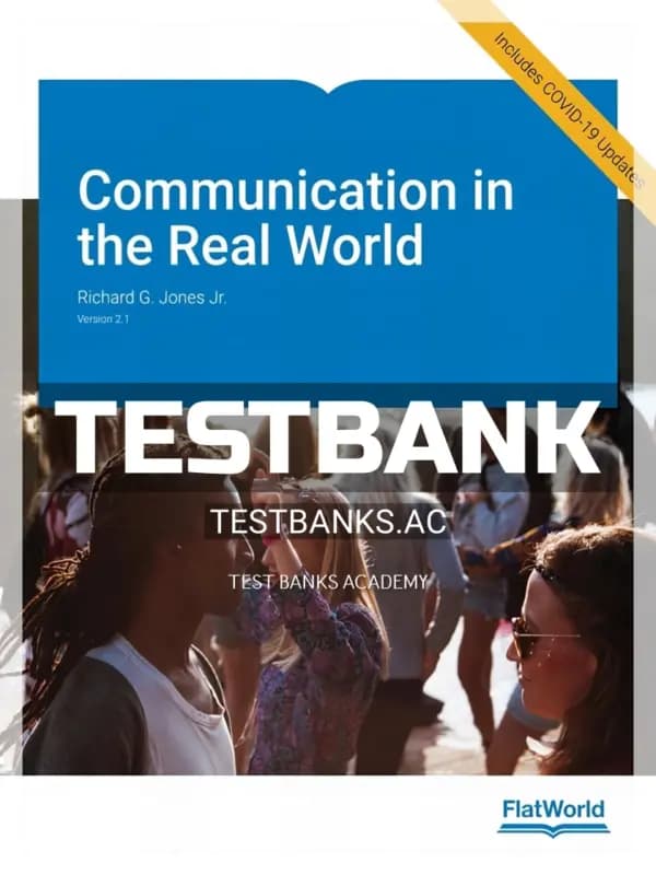 Cover for Test Bank for Communication in the Real World 2 1 2nd Edition by Jones