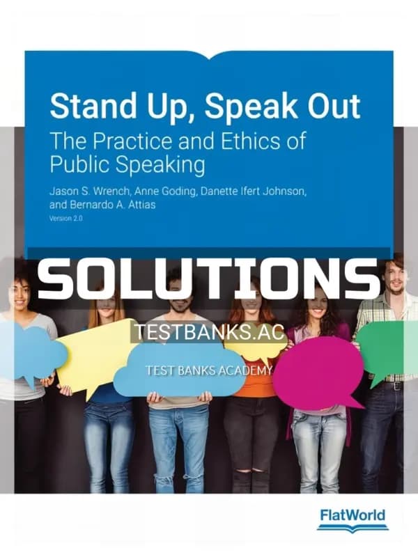 Cover for Solutions Manual for Stand Up Speak Out The Practice and Ethics of Public Speaking Version 2 0 2nd Edition by Wrench
