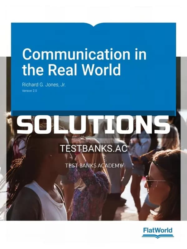 Cover for Solutions Manual for Communication in the Real World Version 2 0 2nd Edition by Jones