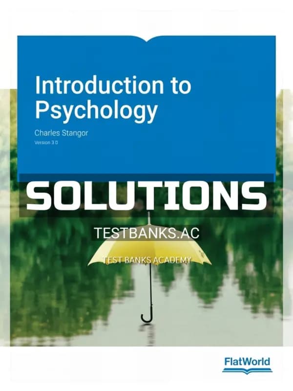 Cover for Solutions Manual for Introduction to Psychology Version 3 0 3rd Edition by Stangor