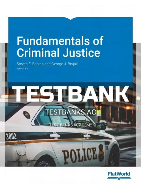 Cover for Test Bank for Fundamentals of Criminal Justice Version 3 3rd Edition by Barkan