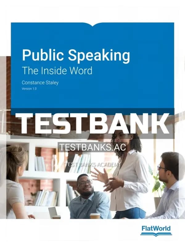 Cover for Test Bank for Public Speaking The Inside Word 1st Edition by Staley