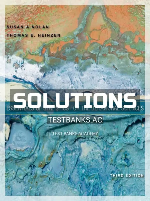 Cover for Solutions Manual for Essentials of Statistics for the Behavioral Sciences 3rd Edition by Nolan