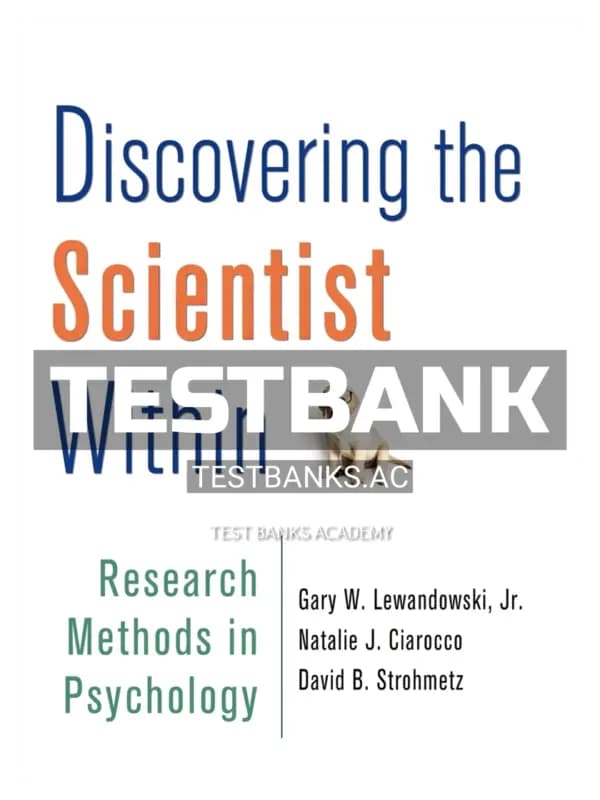 Cover for Test Bank for Discovering the Scientist Within Research Methods in Psychology 1st Edition by Lewandowski