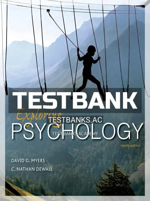 Cover for Test Bank for Exploring Psychology 10th Edition by Myers